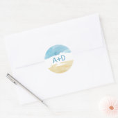 Sticker Rond Sable d'aquarelle et Mariage de mer (Enveloppe)