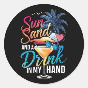 Sticker Rond Sable de soleil et un verre dans ma croisière sur