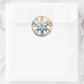 Sticker Rond Sable Dollar Océan Splash Sea Watercolor Mariage (Sac)