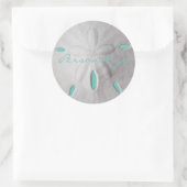 Sticker Rond Sable dollar plage été turquoise blanc (Sac)