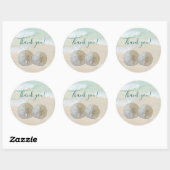 Sticker Rond Sable Dollars Plage Mariage Merci (Feuille)
