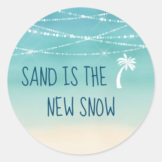 Sticker Rond Sable est la nouvelle côte de neige plage de Noël (Devant)