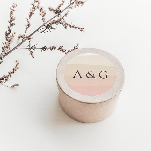 Sticker Rond Sable rose | Monogramme Mariage Ombre aquarelle