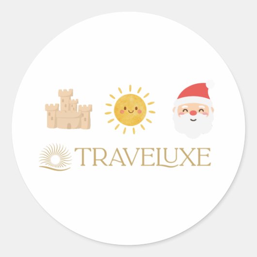 Sticker Rond Sable Soleil et Santa (Devant)