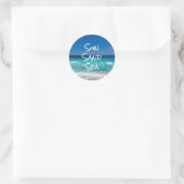 Sticker Rond Sable Soleil Mer Tropical Plage Turquoise Eau (Sac)