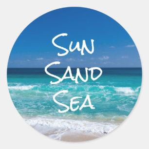 Sticker Rond Sable Soleil Mer Tropical Plage Turquoise Eau