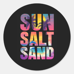Sticker Rond Sable Soleil Sable Summer Beach Vibes Famille Vaca