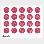 Sticker Rond Sable sur Magenta Script Monogramme Enveloppe Scea (Feuille)