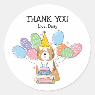 Sticker Rond Sable Tibétain Terrier Anniversaire Favoriser Tags