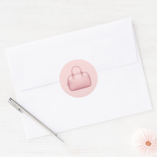 Sticker Rond Sac à main rose Emoji (Enveloppe)