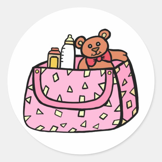 Sticker Rond sac bébé rose (Devant)