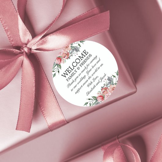 Sticker Rond Sac de bienvenue pour Mariage floral Elizabeth Pin