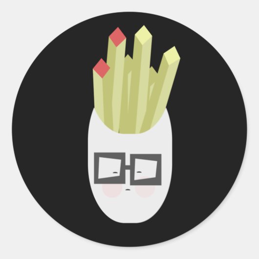 Sticker Rond Sac de frites mignon dessin animé (Devant)