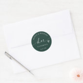 Sticker Rond Sac de mariage à script préféré d'émeraude (Enveloppe)