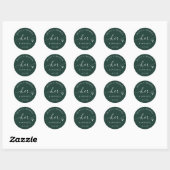 Sticker Rond Sac de mariage à script préféré d'émeraude (Feuille)