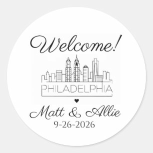 Sticker Rond Sac de mariage Cadeau de bienvenue Philadelphie