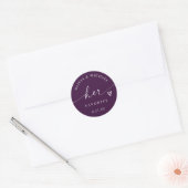 Sticker Rond Sac de mariage de couleur violet prune, écriture f (Enveloppe)