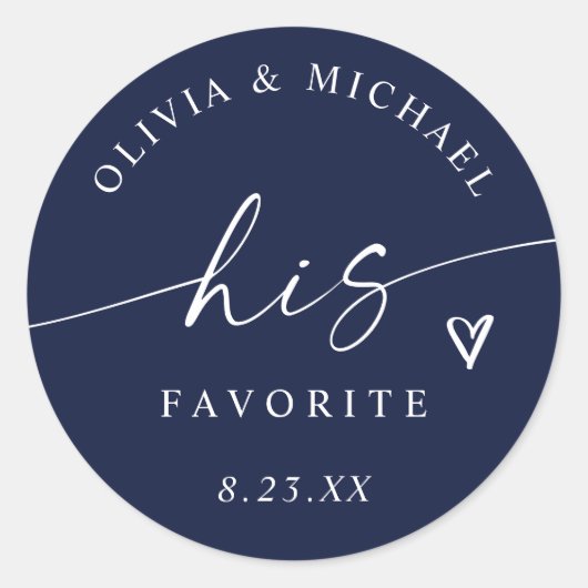 Sticker Rond Sac de mariage Navy Blue Son Écriture Préférée (Devant)