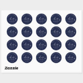 Sticker Rond Sac de mariage Navy Blue Son Écriture Préférée (Feuille)