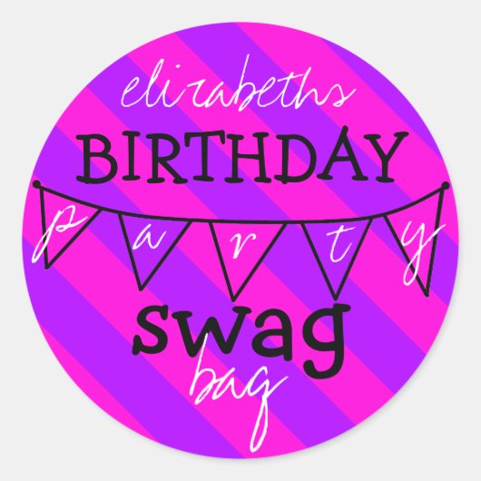 Sticker Rond Sac de swag de fête d'anniversaire (Devant)