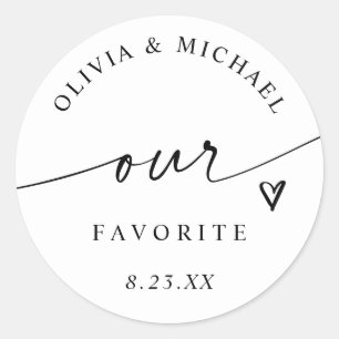 Sticker Rond Sac de traité de mariage de notre écriture manuscr