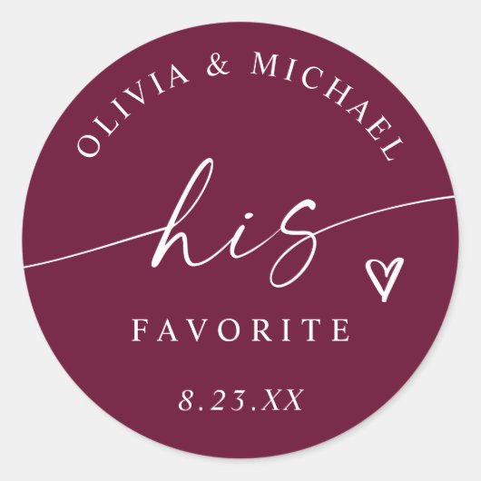 Sticker Rond Sac de traitement de mariage de script moderne son (Devant)