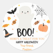 Sticker Rond Sac de traitement du Citrouille fantôme mignon Hal (Devant)