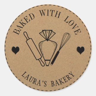 Sticker Rond Sac de tuyauterie de biscuit à l'amour