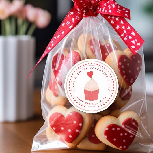 Sticker Rond Sac Goodie de Saint-Valentin