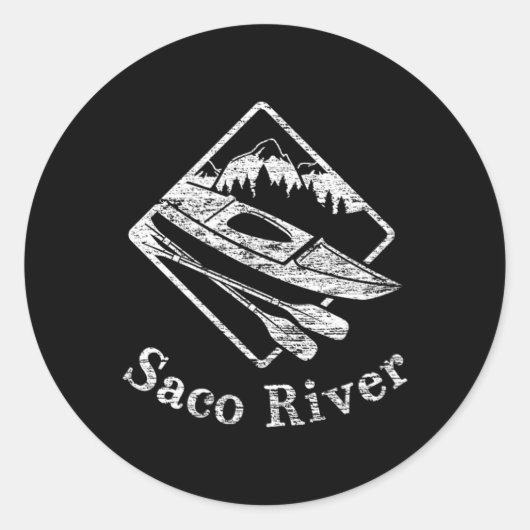 Sticker Rond Saco River Kayak Kayak Bateau Rapids Canot Pad (Devant)