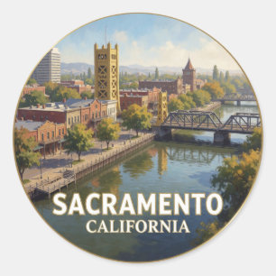 Sticker Rond Sacramento Californie Old Town Waterfront