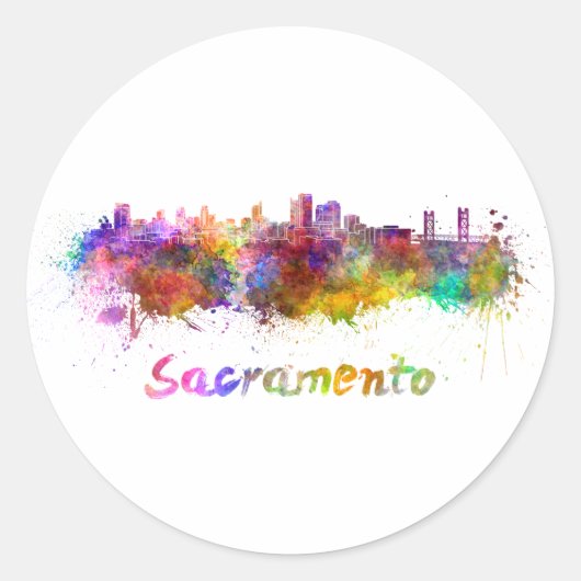 Sticker Rond Sacrement skyline in watercolor (Devant)