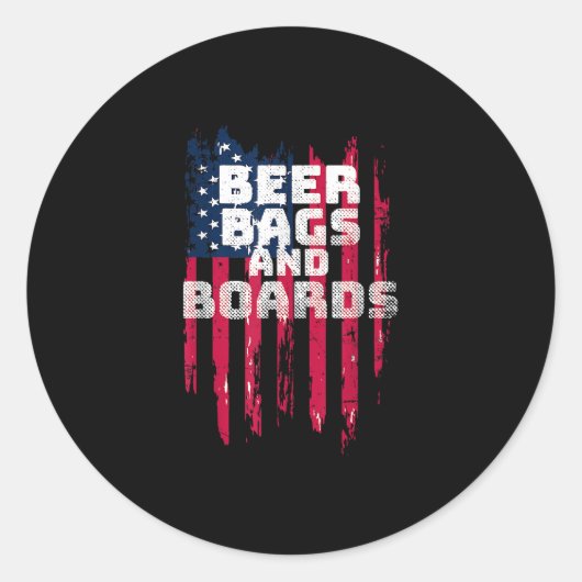 Sticker Rond Sacs et planches à bière Cornhole (Devant)
