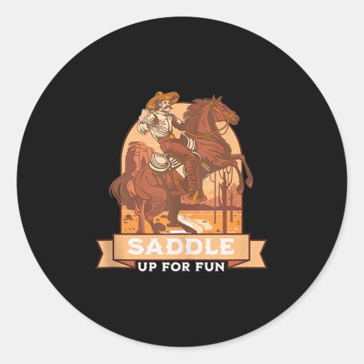 Sticker Rond Saddup Pour Fun Cowboy Western Riding Humour Tank (Devant)