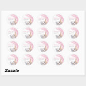 Sticker Rond Safari animal Blush rose Boho bébé fille douche (Feuille)