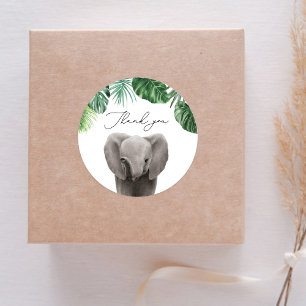 Sticker Rond Safari Animaux Baby shower Eléphant