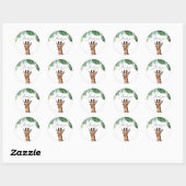 Sticker Rond Safari Animaux Baby shower Giraffe (Feuille)