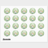 Sticker Rond Safari Animaux Menthe Green Bow Baby shower (Feuille)