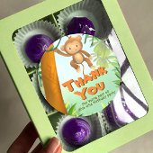 Sticker Rond Safari Anniversaire - Singe