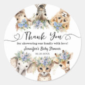 Sticker Rond Safari Baby shower Garçon Cute Animaux Classic Rou (Devant)