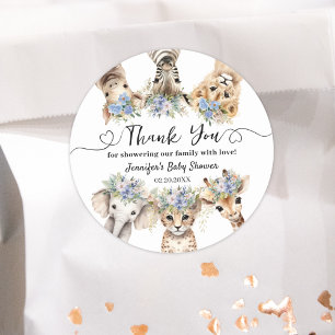 Sticker Rond Safari Baby shower Garçon Cute Animaux Classic Rou