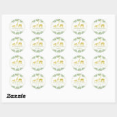 Sticker Rond Safari Baby shower Gold (Feuille)