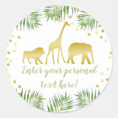 Sticker Rond Safari Baby shower Gold (Devant)