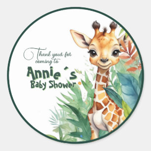 Sticker Rond Safari Baby shower Gratitude Green