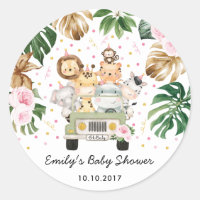 Safari floral rose Animaux sauvages Baby shower Fa