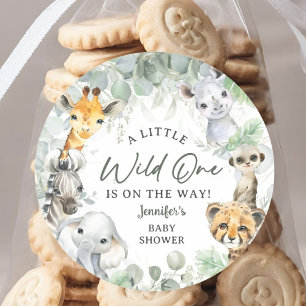 Sticker Rond Safari Jungle Baby Shower Animaux