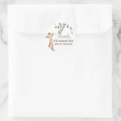 Sticker Rond Safari Jungle Giraffe Sage Merci vert (Sac)