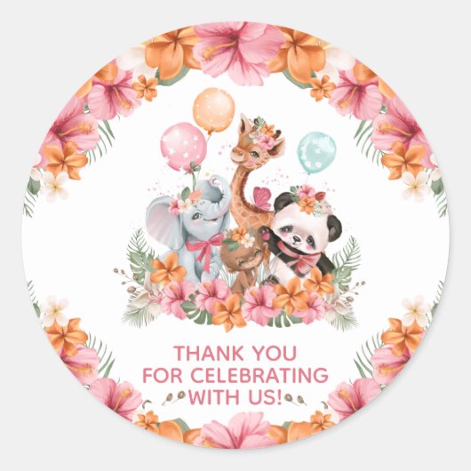 Sticker Rond Safari Jungle pour Filles (Devant)