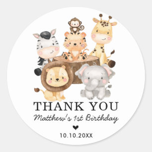 Sticker Rond Safari moderne Animaux sauvages Baby shower d'anni