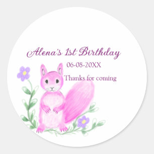 Sticker Rond Safari rose Woodland animal anniversaire ajouter n